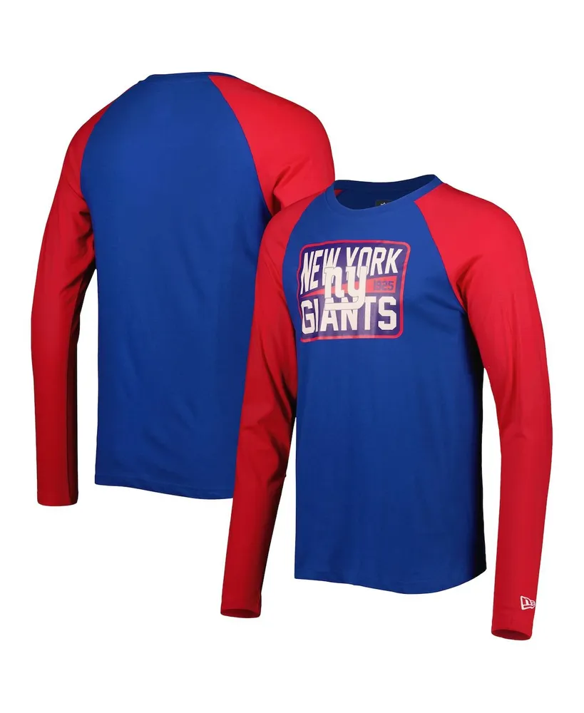 Women's New Era Royal New York Giants Raglan Lace-Up T-Shirt