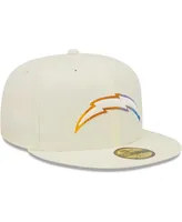 Men's New Era Cream Los Angeles Chargers Chrome Dim 59FIFTY Fitted Hat