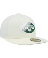 Men's New Era Cream York Jets Chrome Dim 59FIFTY Fitted Hat