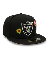 Men's New Era Black Las Vegas Raiders Chain Stitch Heart 59FIFTY Fitted Hat