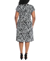 London Times Plus Size Printed Fit & Flare Dress