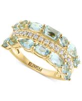 Effy Aquamarine (2-1/3 ct. t.w.) & Diamond (1/5 Multirow Ring 14k Gold