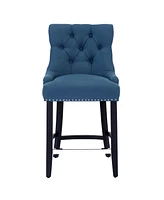 24" Linen Fabric Tufted Buttons Upholstered Wingback Counter Stool