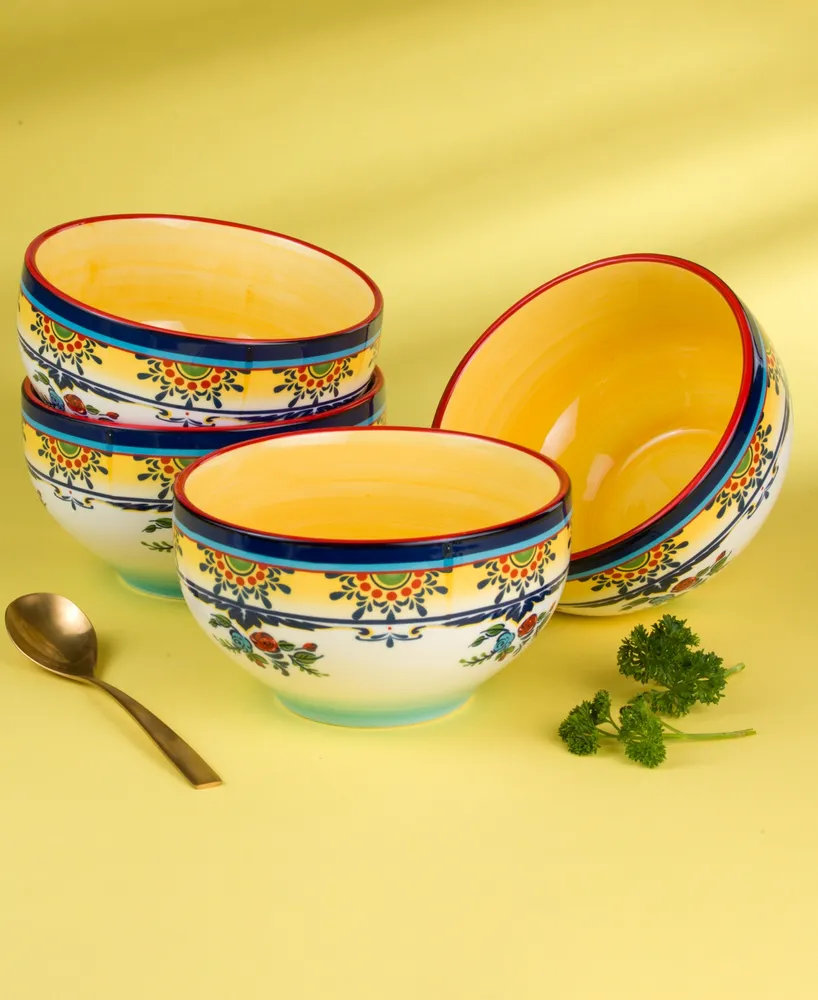 Euro Ceramica Zanzibar 4 Piece All Purpose Bowl Set, Service For 4