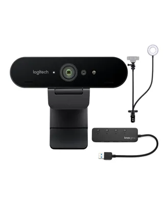 Logitech Miro 4K Pro Webcam With Webcam Stand And 4-Port 3.0 Usb Hub