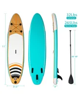 11' Inflatable Stand Up Paddle Surfboard W/Bag Aluminum Paddle Pump