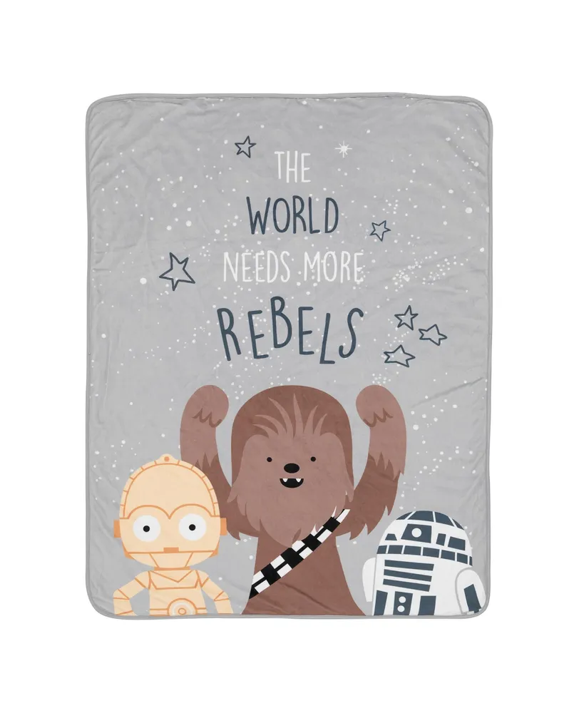Lambs & Ivy Star Wars Rebels R2D2/C-3PO/Chewbacca Soft Faux Shearling Baby Blanket