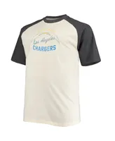 Men's Justin Herbert Oatmeal Los Angeles Chargers Big and Tall Player Name Number Raglan T-shirt