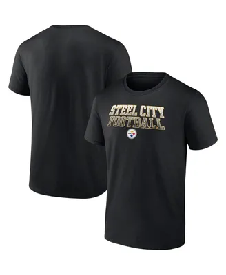 Men's Fanatics Black Pittsburgh Steelers Steel City Football Heavy Hitter T-shirt