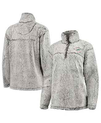 Women's G-iii 4Her by Carl Banks Gray Miami Dolphins Sherpa Quarter-Zip Pullover Jacket