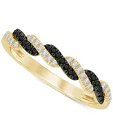 Black Diamond (1/10 ct. t.w.) & White Diamond (1/10 ct. t.w.) Twist Band in 14k Gold