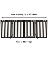 Arf Pets 4-Panel Freestanding Dog Gate, Retractable Pet Gate W/Door