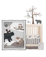 Lambs & Ivy Woodland Forest Animal Nursery 5-Piece Baby Crib Bedding Set - Gray