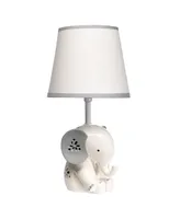 Lambs & Ivy Happy Jungle White/Grey Elephant Nursery Lamp with Shade & Bulb