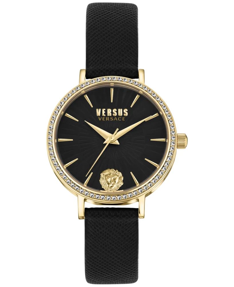 Versus Versace Women's Mar Vista Black Leather Strap Watch 34mm