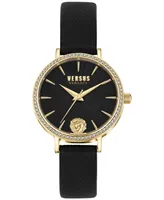 Versus Versace Women's Mar Vista Black Leather Strap Watch 34mm