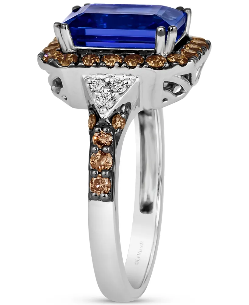 Le Vian Couture Blueberry Tanzanite (3 ct. t.w.), Chocolate Diamonds (5/8 ct. t.w.) & Nude Diamonds (1/10 ct. t.w.) Square Halo Ring in Platinum