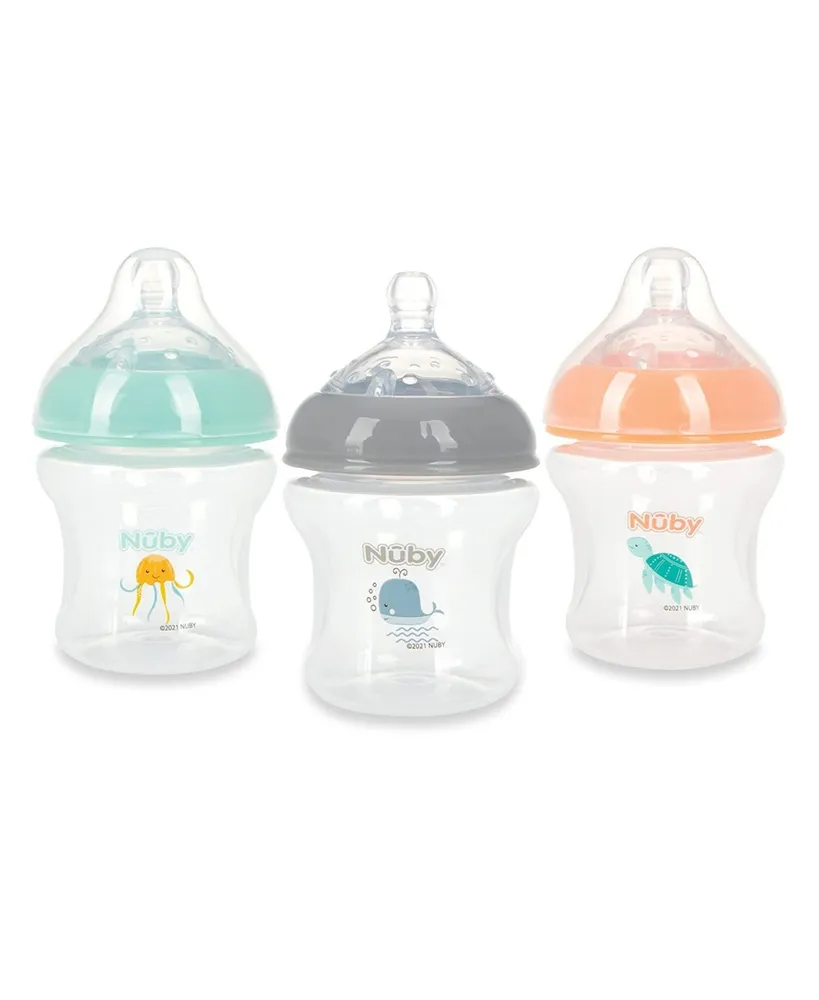 Nuby Infant Baby Bottles with Slow Flow Nipple, 3 Pack, 6oz