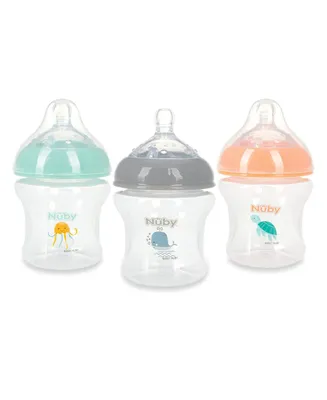 Nuby Infant Baby Bottles with Slow Flow Nipple, 3 Pack, 6oz