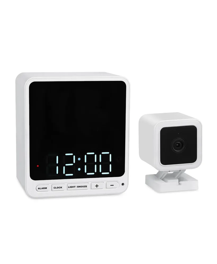 Wasserstein Alarm Clock Camera Case - Compatible with Wyze Cam V4/V3/V3 Pro/Og - Cover for Low-Key Camera Placement (White) (Camera Not Included)