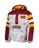 Men's Starter White, Burgundy Washington Commanders Thursday Night Gridiron Raglan Half-Zip Hooded Jacket