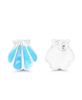 Macy's Larimar Shell Stud Earrings in Sterling Silver