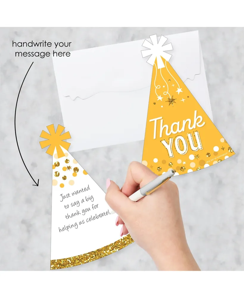 Golden Birthday Happy Birthday Party Thank You Note Cards with Envelopes 12 Ct