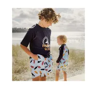 Toddler, Child Boys Ride the Wave Navy Ss Rash Top