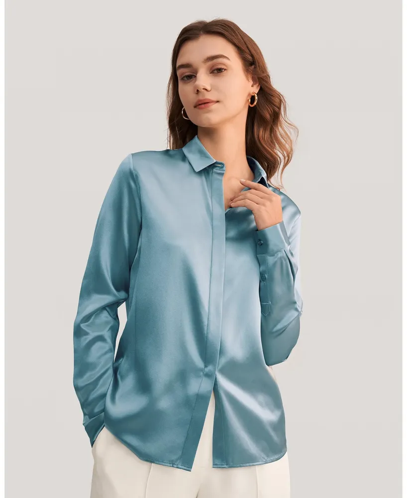 Lilysilk Women's Basic Concealed Placket Silk Shirt