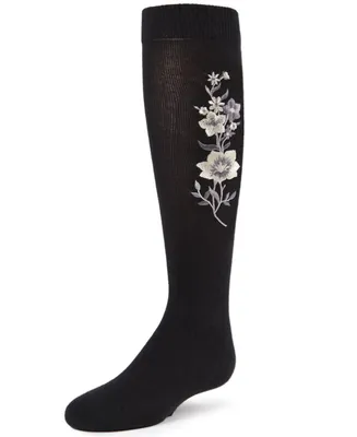 Girl's High Climbers Combed Cotton Floral Knee Socks