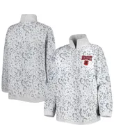 Women's Gameday Couture Heather Gray Ohio State Buckeyes Leopard Quarter-Zip Sweatshirt