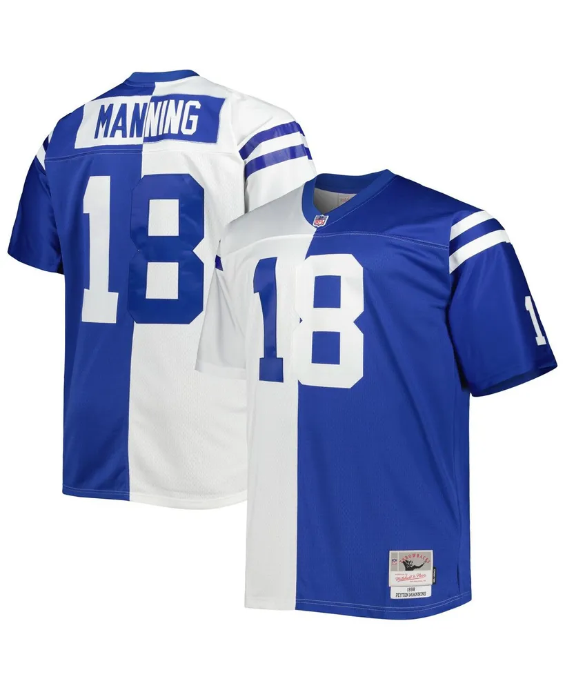 Men's Mitchell & Ness Peyton Manning White, Royal Indianapolis Colts Big and Tall Split Legacy Retired Player Replica Jersey