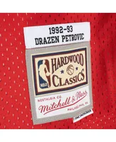 Men's Mitchell & Ness Drazen Petrovic Blue, Red New Jersey Nets Hardwood Classics 1992-93 Split Swingman