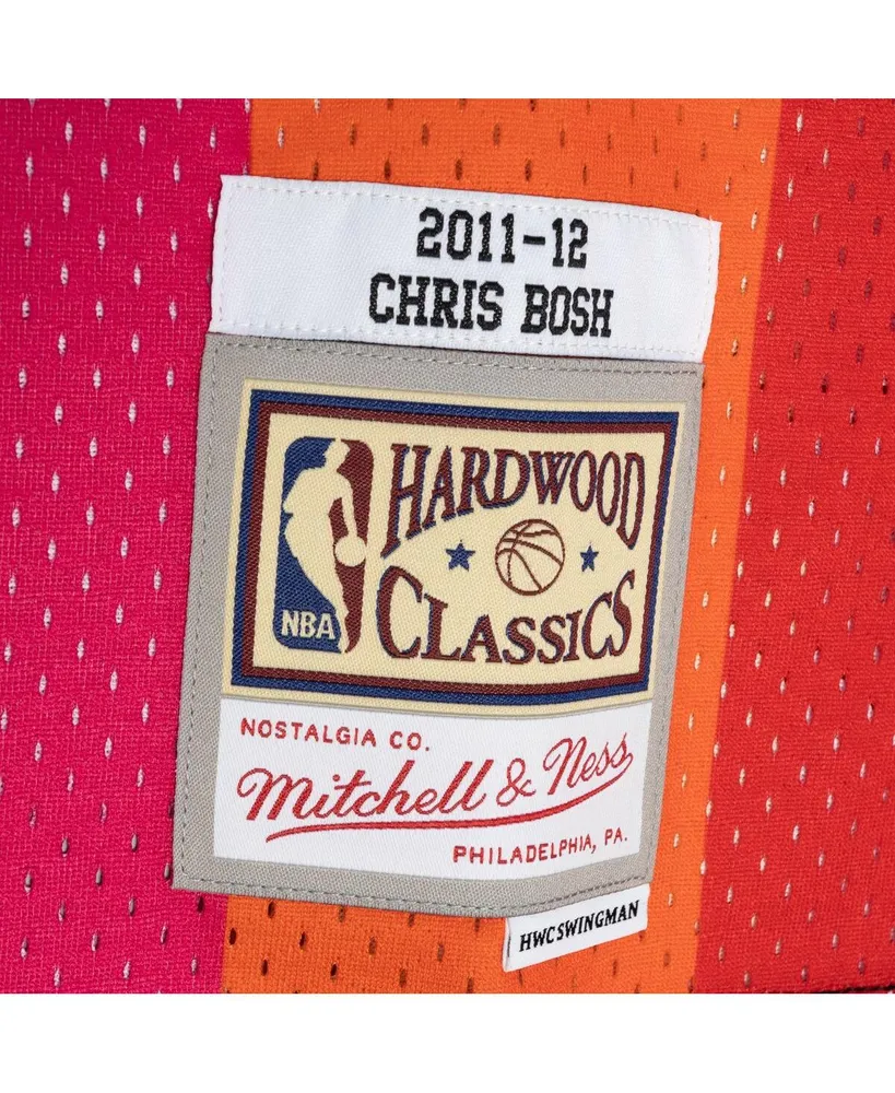 Men's Mitchell & Ness Chris Bosh Black, Red Miami Heat Hardwood Classics 2011-12 Split Swingman Jersey
