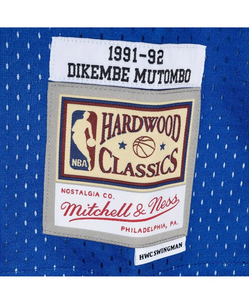 Men's Mitchell & Ness Dikembe Mutombo Royal, Gold Denver Nuggets Hardwood Classics 1991-92 Split Swingman Jersey