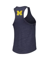 Women's League Collegiate Wear Heather Navy Michigan Wolverines Two-Hit Intramural Tri-Blend Scoop Neck Racerback Tank Top