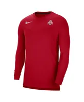 Men's Nike Scarlet Ohio State Buckeyes 2022 Coach Performance Long Sleeve V-Neck T-shirt