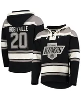 Men's '47 Brand Luc Robitaille Black Los Angeles Kings Retired Player Name and Number Lacer Pullover Hoodie