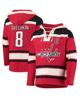 Men's '47 Brand Alexander Ovechkin Red Washington Capitals Player Name and Number Lacer Pullover Hoodie