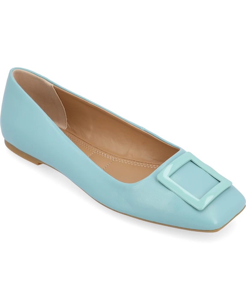 Journee Collection Women's Zimia Buckle Square Toe Ballet Flats