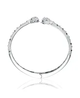 Rachel Glauber Ra Cubic Zirconia White Gold Plated Fauna Bangle Bracelet