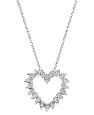 Diamond Heart Pendant Necklace (1/5 ct. t.w.) in Sterling Silver, 18" + 2" extender, Created for Macy's
