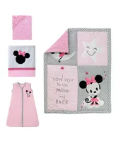 Lambs & Ivy Disney Baby Minnie Mouse Pink 4-Piece Nursery Crib Bedding Set by