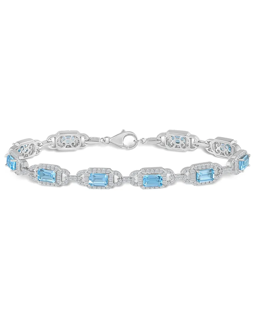 Kallati Pear-Shaped Natural Blue Topaz Bracelet 1/15 ct tw Diamonds 14K  Yellow Gold 7