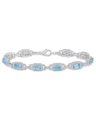 Macy's Sky Blue Topaz and White Topaz Bracelet (7 ct. t.w and 5/8 ct. t.w) in Sterling Silver