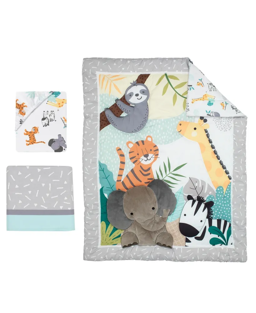 Bedtime Originals Mighty Jungle Animals 3-Piece Baby Nursery Crib Bedding Set