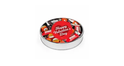 Valentine's Day Sugar Free Candy Gift Tin Large Plastic Tin with Sticker and Hershey's & Reese's Mix - Assorted Pre