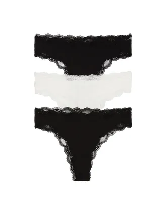 Honeydew Women's Lorelai Hi-Cut Thong Underwear Set, 3 Pieces