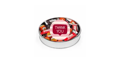 Valentine's Day Sugar Free Chocolate Gift Tin Large Plastic Tin with Sticker and Hershey's Candy & Reese's Mix - Thank You Gift