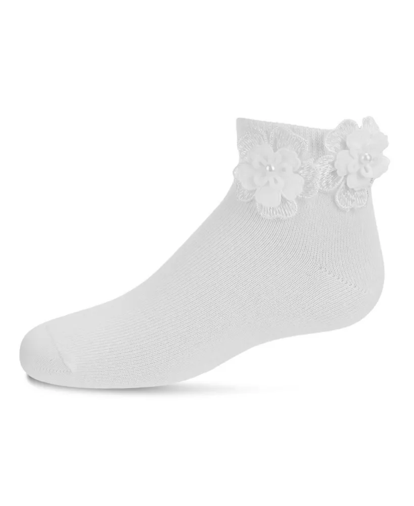 MeMoi Girls Dual Flower Cotton Blend Anklet Socks